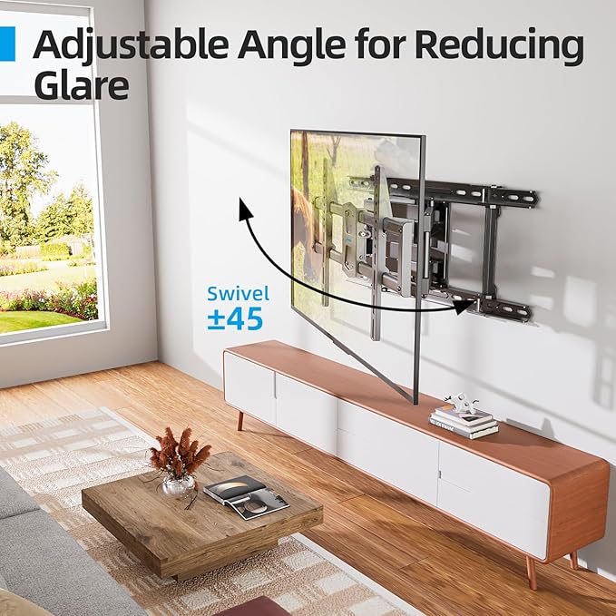 Full Motion TV Wall Mount 24 inch Studs for Most 42-86 Inch TVs, Adjustable TV Wall Mount Swivel and Tilt, Loading 110 LBS, Max VESA 600x400mm, Fits 16", 18", 24" Studs