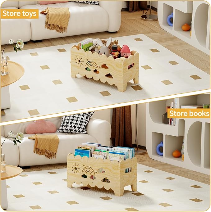 Wood Kids Bookshelf, Montessori Bookshelf, Suitable Kids Rooms, Nursery & Classroom, Kids Bookshelf and Toy Storage, Toddler Book Rack, Nursery Book Shelves, Kids Bookcase