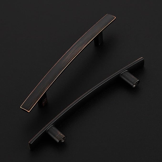 30 Pack Cabinet Handles 3.75" Hole Center - Curved Cabinet Pulls Oil Rubbed Bronze Drawer Pulls for Kitchen Cupboard Solid Hardware for Dresser Drawer Arch Hardware