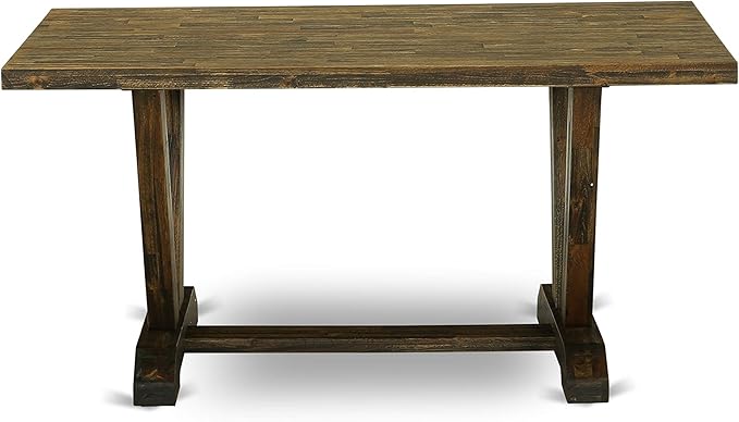 East West Furniture V777FL716-5 5 Piece Dining Table Set for 4 Includes a Rectangle Kitchen Table with V-Legs and 4 Dark Khaki Linen Fabric Upholstered Chairs, 40x72 Inch, Multi-Color