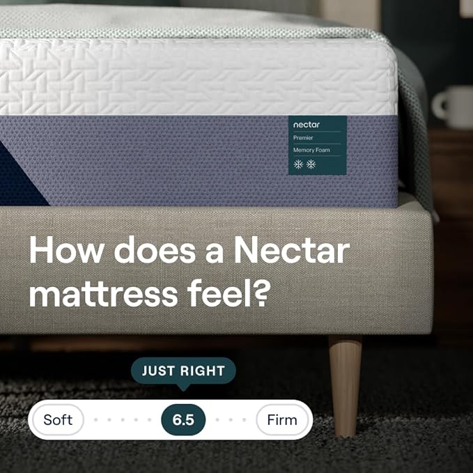 Nectar Premier King Adjustable Base & 13” Mattress (New Version) - Head & Foot Incline - Medium Firm Memory Foam - Cooling Upgrade - 3 Massage Settings - 365-Night Mattress Trial & Forever Warranty
