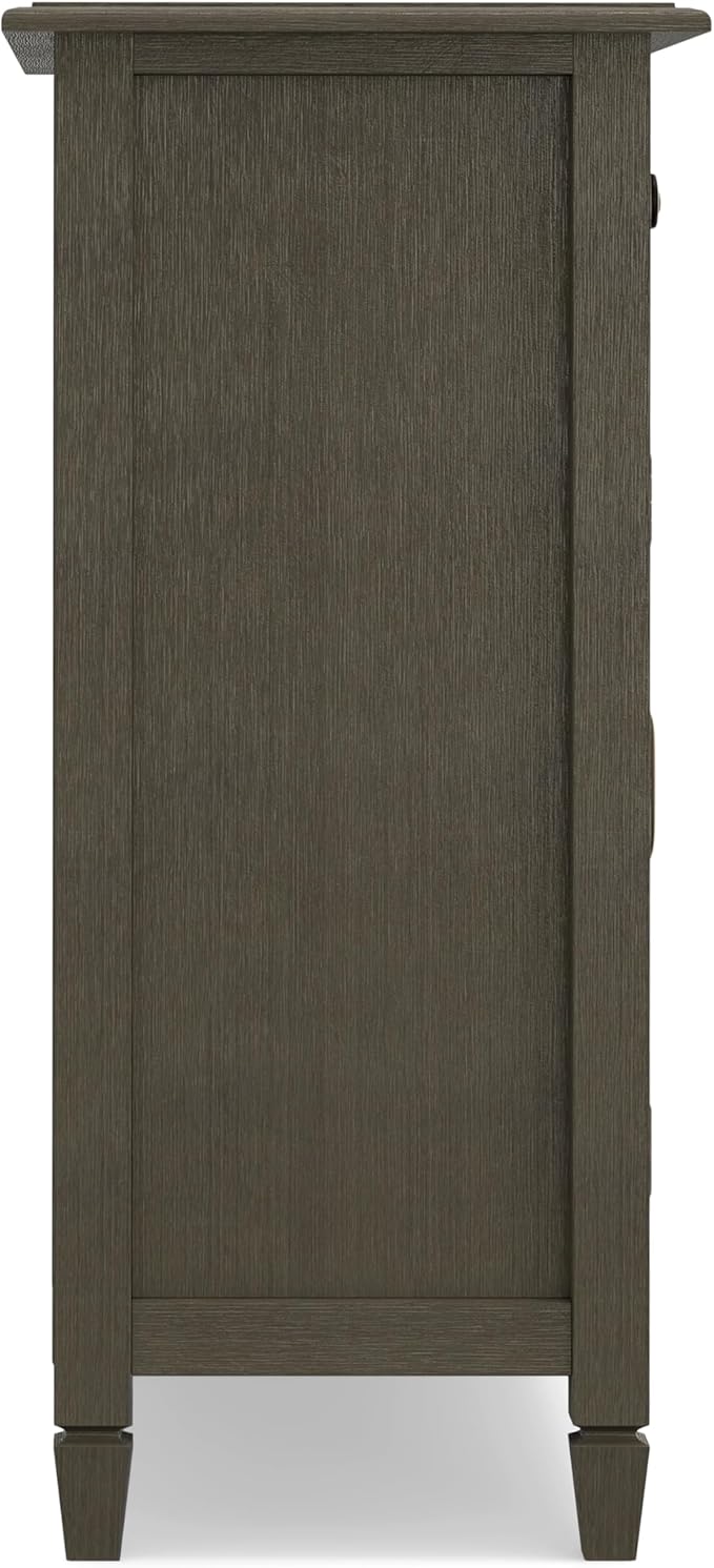 SIMPLIHOME Connaught 40-inch Wide Solid Wood Storage Cabinet in Farmhouse Grey for Entryway, Living Room, Organizer for Hats, Gloves, Shoes, Keys, Slim Design, Traditional Style
