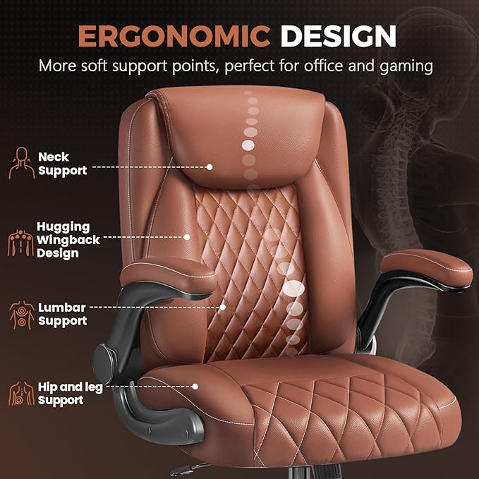 COMHOMA Leather Office Chair Ergonomic Computer Gaming Chair with Comfy Back Support, Executive Mid-Back,Small Gmaing Chair with Adjustable Armrests, for Short People Use, Rolling Swivel for Adults