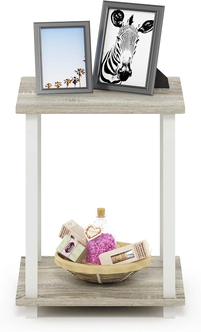 Furinno Simplistic Set of 2 End Table, Sonoma Oak/White