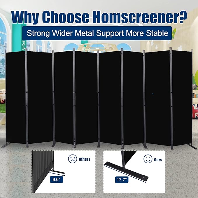 Room Divider 6FT Portable Room Dividers and Folding Privacy Screens, 176'' W Fabric Divider for Room Separation, 8 Panel Partition Room Dividers Freestanding Wall Divider Screen for Dorm Studio Office