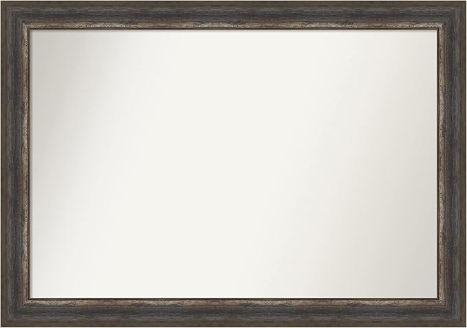 Amanti Art Brown Bathroom Mirror for Over Sink, 29x41 Alta Rustic Char Rectangle Vanity Mirror, Large Country Rustic Frame, Hangs Horizonally and Vertically, Bathroom Wall Decor, Non-Beveled Edge