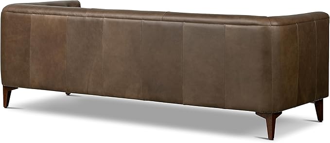 POLY & BARK Essex Leather Couch - 89-Inch Sofa with Tufted Back - Full-Grain Leather Sofa for Living Room with Feather-Down Topper - Living Room Couch - Vintage Italian Leather in Cocoa Brown