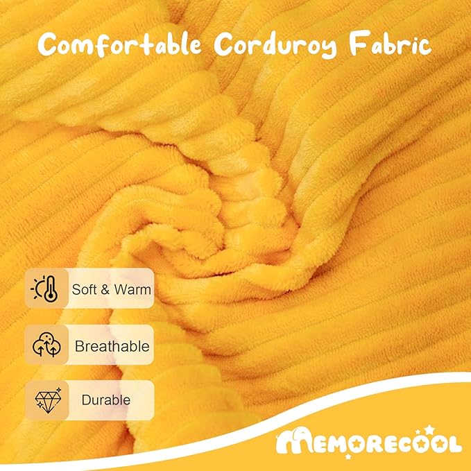 MeMoreCool Modular Kids Couch, Corduroy Play Toddler Couch for Bedroom Playroom Furniture, Convertible Foam Kids Sofa Bed, Fold Out Baby Sofa for Girl Boy, Yellow