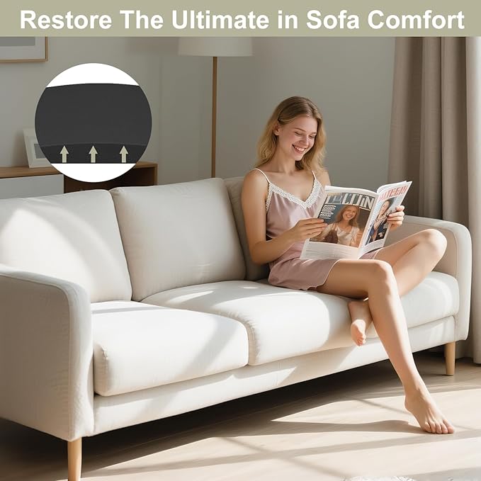 Couch Cushion Support for Sagging Seat, High-Density Curved Foam Sofa Furniture seat Couch Cushions Support Repair, 20"x20" Black Set of 3