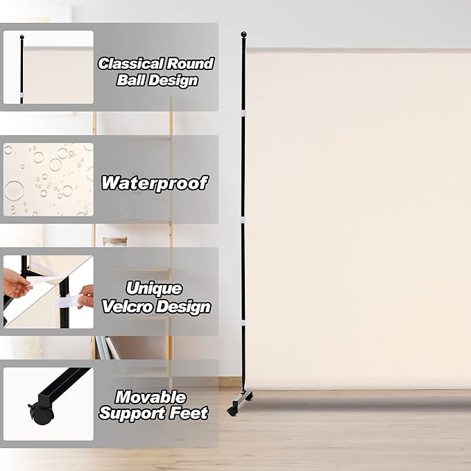 6FT Single Panel room divider with Wheels,Rolling Fabric room dividers for Partition privacy screens,Freesting Wall Divider for Home Office,Hospital,(Beige)