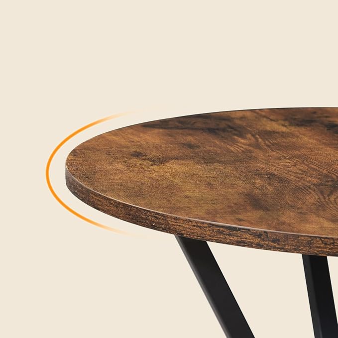 Bar Table, Round High Top Pub Table, 36.2'' Tall Cocktail Table, Metal Frame, Industrial Style, for Small Space, Bistro, Cafe, Banquet, Restaurant, Rustic Brown and Black BTHR12701
