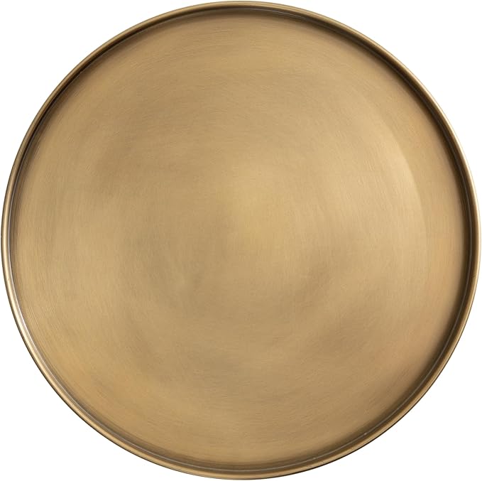 Kate and Laurel Tira Elegant Round Side Table, 14 x 24, Brass and Black, Modern Glam Circle End Table for Use as Bedroom Nightstand or Living Room Table Option