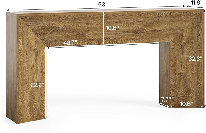 LITTLE TREE Console Table for Entryway, 63 Inches Extra Long Brown Wooden Sofa Table for Living Room, Modern Hallway Foyer Table for Entrance, Easy Assembly