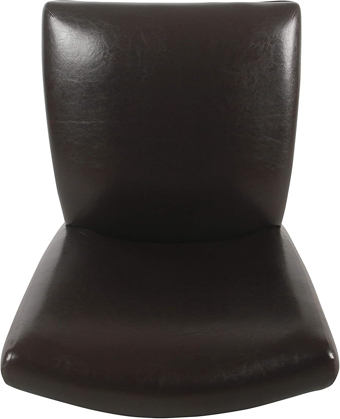 HomePop Parsons Upholstered Accent Dining Chair, Set of 2, Dark Brown Faux Leather