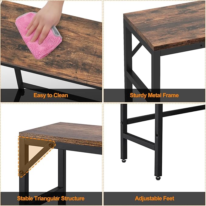 Narrow Console Table, 29.5" Entryway Table with 2 Support Bar, Thin Sofa Table, Small Couch Table, Display Table, Side Tables for Living Room, Hallway, Bedroom, Rustic Brown