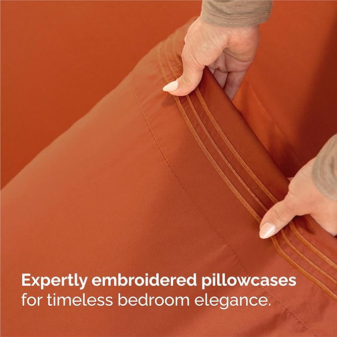King Size 4 Piece Sheet Set - Comfy Breathable & Cooling Bed Sheets Set - Hotel Luxury Bedding for Women, Men, Kids & Teens - Deep Pockets, Easy-Fit, Super Soft & Wrinkle Free - Oeko-Tex - Terracotta
