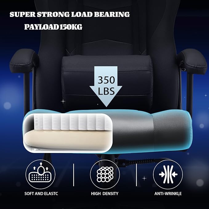 Ergonomic Office Chair High Back Desk Chair Height Computer Chair Big and Tall Office Chair with Adjustable Headrest and Lumbar Support Black