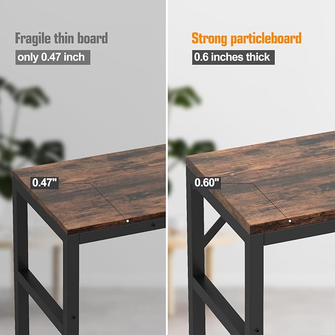 Narrow Console Table, Small Entryway Table with 2 Support Bar, 2 Tier Sofa Table, 29.5" Thin Couch Table, Display Table, Side Table for Living Room, Hallway, Bedroom, Rustic Brown