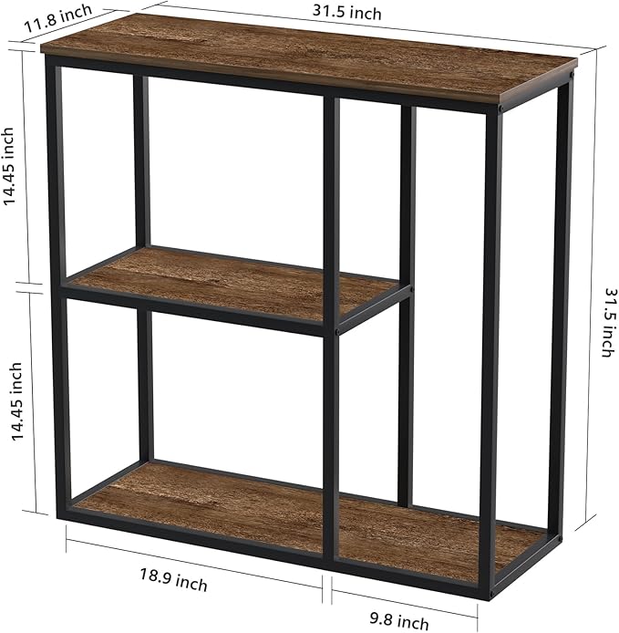 WOHOMO Console Table, Small Entryway Table with Storage Shelves 12'' Narrow Sofa Table Modern Hallway Table for Living Room 31.5" x12''x31.5'' Walnut