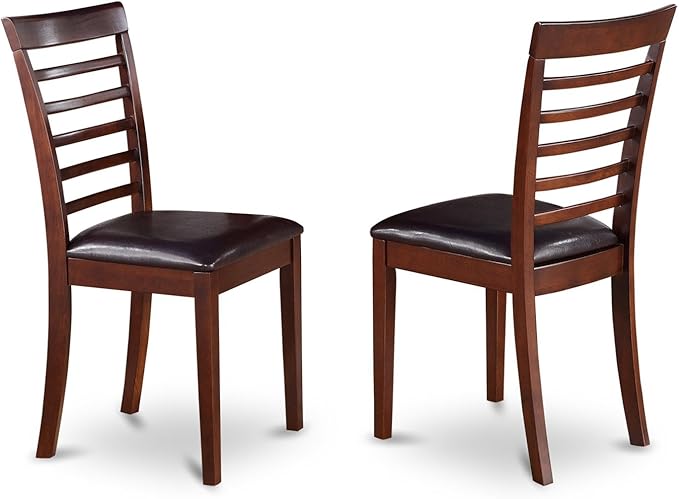 East West Furniture HLML5-MAH-LC 5 Piece Dining Table Set for 4 Includes a Round Kitchen Table with Pedestal and 4 Faux Leather Dining Room Chairs, 42x42 Inch, Mahogany