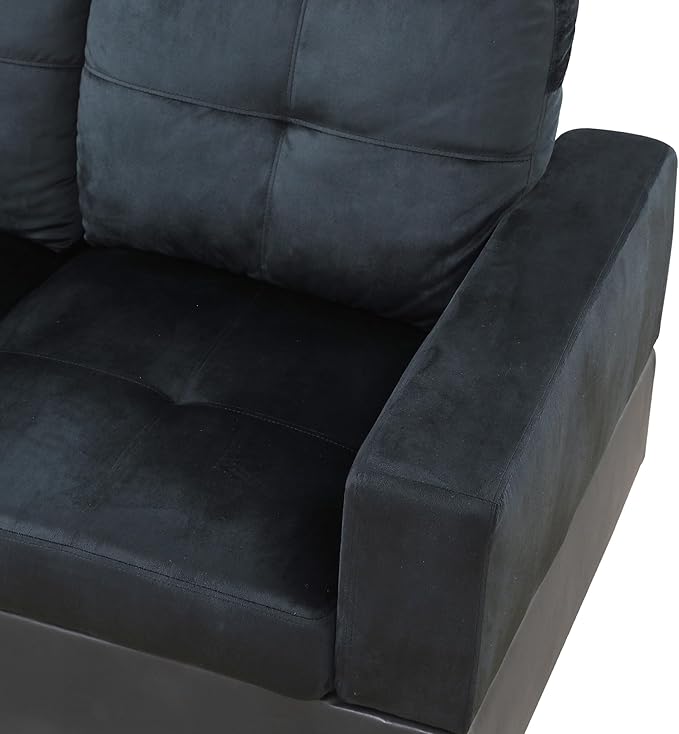 NicBex Sectional Couch 3 Pieces Sofa Set with Right Chaise Lint PVC L Shaped Cloud Couch for Living Room Furniture Sets with Storage Ottoman, Modular Sofa for Living Room & Apartment, Dark Blue+Brown