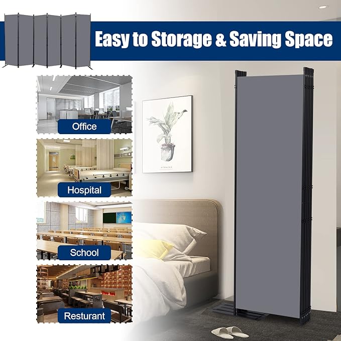 Room Divider 6FT Portable Room Dividers and Folding Privacy Screens, 132'' W Fabric Divider for Room Separation, 6 Panel Partition Room Dividers Freestanding Wall Divider Screen for Dorm Studio Office
