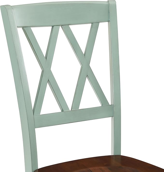 Crosley Furniture Shelby 7-Piece Traditional Dining Table Set for 6, Dinner Tables with Kitchen Chairs, Distressed Teal/Dark Cherry