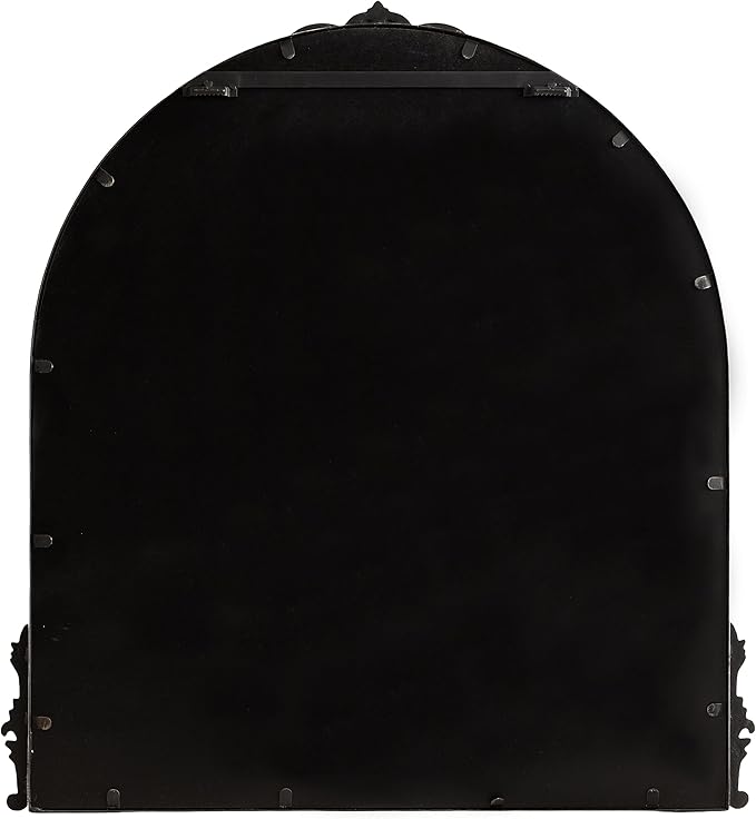 Kate and Laurel Myrcelle Traditional Arched Mirror; 30 x 32; Black; Decorative Large Arch Mirror with Ornate Garland Detailing Along The Crown and Edges of The Frame