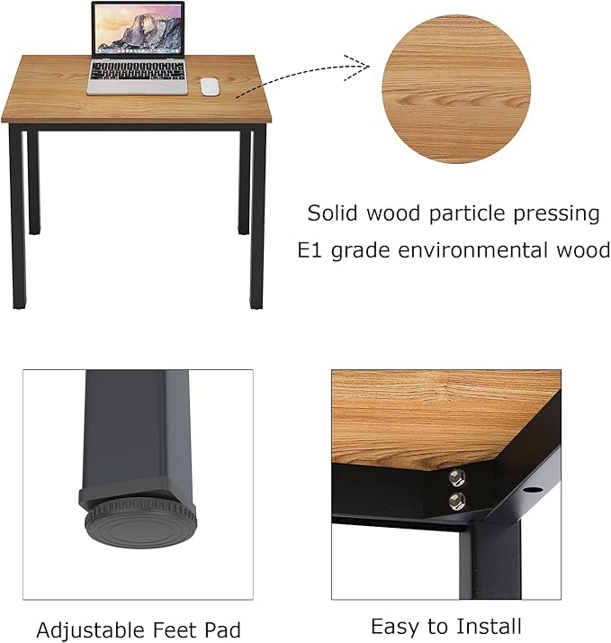DlandHome 39 inches Small Computer Desk for Home Office Activity Table Writing Table for Small Spaces Study Table Student Laptop Desk Teak and Black DND-AC3BB-100