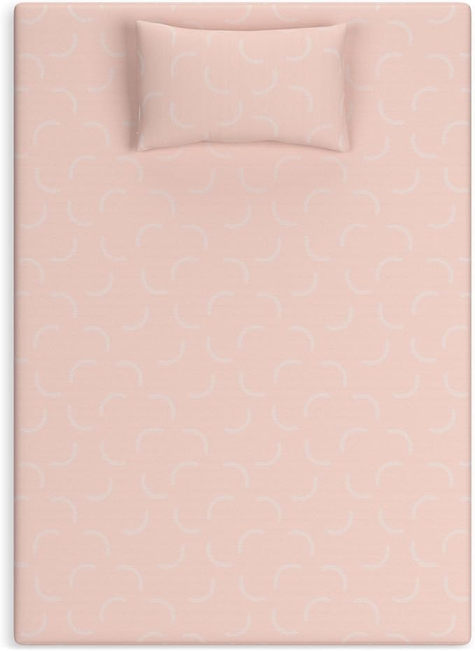 Signature Design by Ashley Full Size iKidz 7 Inch Firm Gel Memory Foam Mattress with Stretch Knit Cover & Pillow Included, Pink Coral, Fiberglass Free, Mattress in A Box