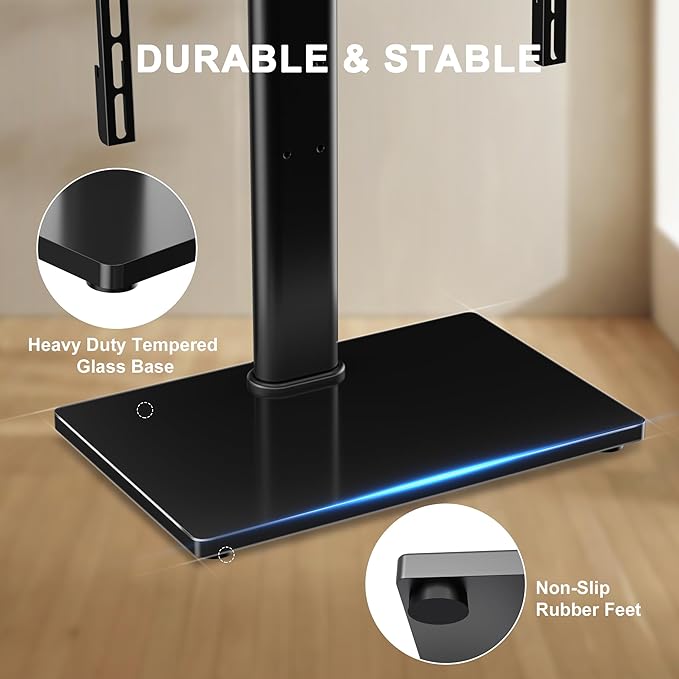 Universal Swivel TV Stand Base Table Top TV Stand for 23-60 Inch TVs 70 Degree Swivel, 6 Height Adjustable Monitor Mount Stand, Max VESA 400x400mm,Holds up to 88lbs TS206
