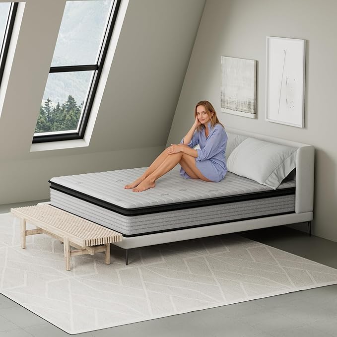 King Mattress 12inch in a Box, Memory Foam Hybrid Mattress with Pocket Springs and Zoned Support for Back & Lumbar Pressure Relief, Motion Isolation and Edge Support -CertiPUR-US(12 Inch,King)