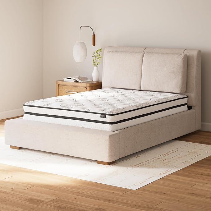 Signature Design by Ashley Queen Size Chime 10 Inch Medium Firm Hybrid Mattress with Cooling Gel Memory Foam for Pressure Relief, Fiberglass Free, Mattress In A Box
