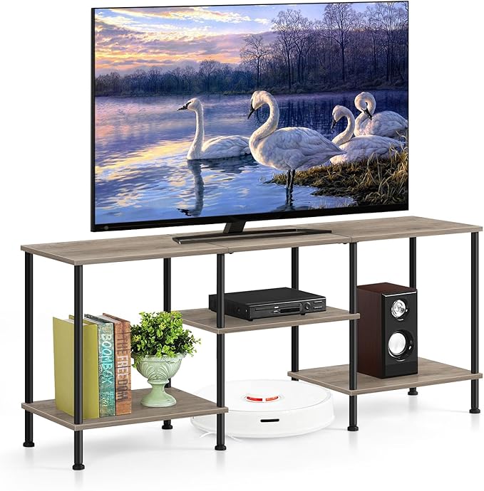 OYEAL 50 inch TV Stand for Living Room Farmhouse Entertainment Center with Storage Shelves 3 Tier TV Console Table Media Cabinet for 50 43 40 32 Inch TV, Rustic Grey