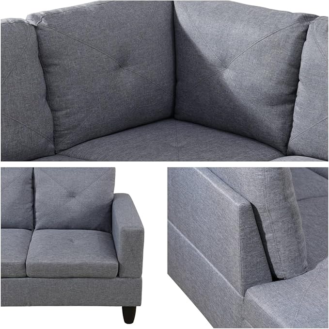 Modular Sectional Couch, L Shaped Couch with Storage, Convertible Sofa with Ottomans, Modern Sectional Sofa for Living Room and Office, Grey
