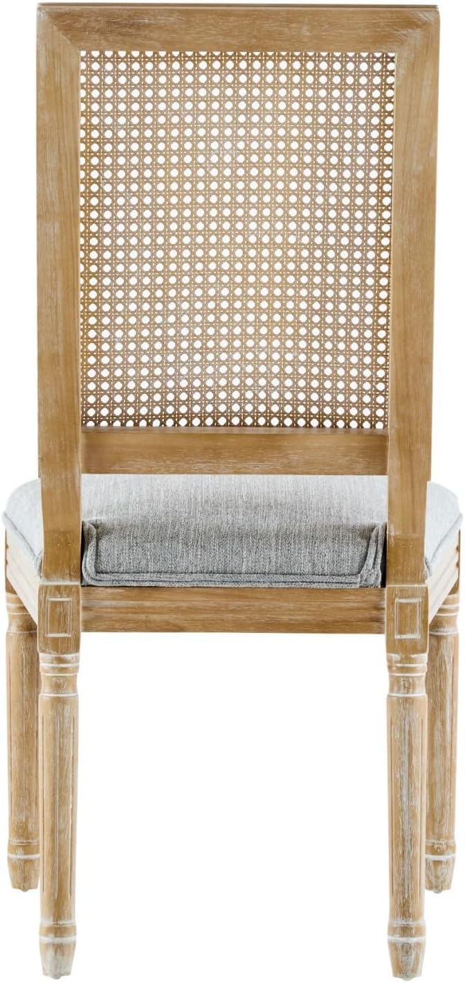 Merax Upholstered Solid Wood Dining Chairs Set of 6, French Country Style Accent Side Seating Furniture for Kitchen, Living Room, Wicker Back, Grayish Green