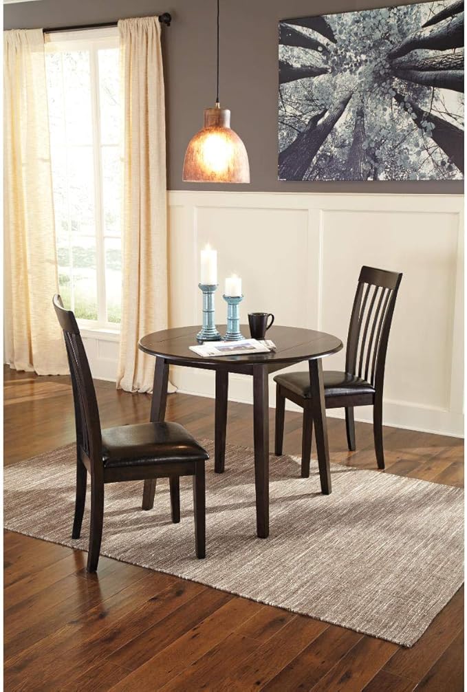 Signature Design by Ashley Hammis Round Dining Room Drop Leaf Table, Dark Brown