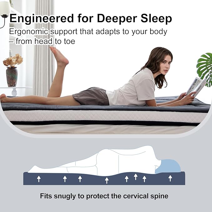 Welnow Japanese Futon Floor Mattress, Thick Twin Size Tatami Mat Portable & Foldable Roll Up Floor Bed Mattress with Storage Bag, Sleeping Pad for Adults, Dorm, Guest Bed, Camping and Travel, Black