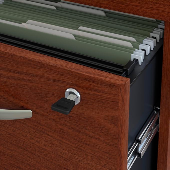 Bush Business Furniture Series C 3 Drawer Mobile File Cabinet in Mahogany, Assembled Office Storage Unit for Home or Commercial Spaces