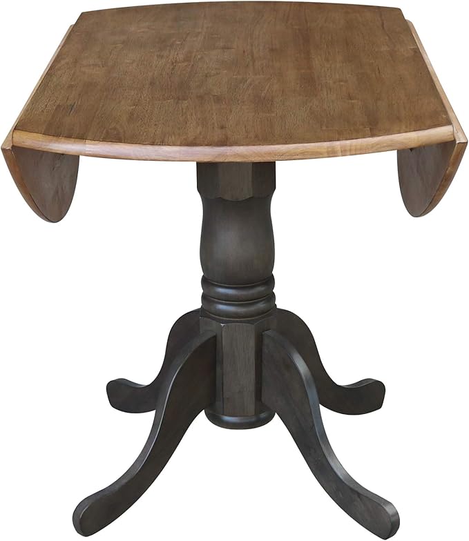 International Concepts 42 Inch Dual Drop Leaf Dining Height Table, Hickory/Washed Coal.