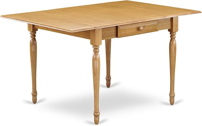 East West Furniture MZNO5-OAK-W 5 Piece Dining Room Table Set Includes a Rectangle Dining Table with Dropleaf and 4 Wood Seat Chairs, 36x54 Inch, Oak