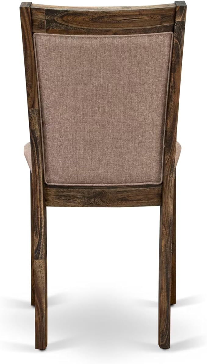 East West Furniture V797MZ716-7 7 Piece Dining Table Set Consist of a Rectangle Kitchen Table with V-Legs and 6 Dark Khaki Linen Fabric Parson Dining Chairs, 40x72 Inch, Multi-Color