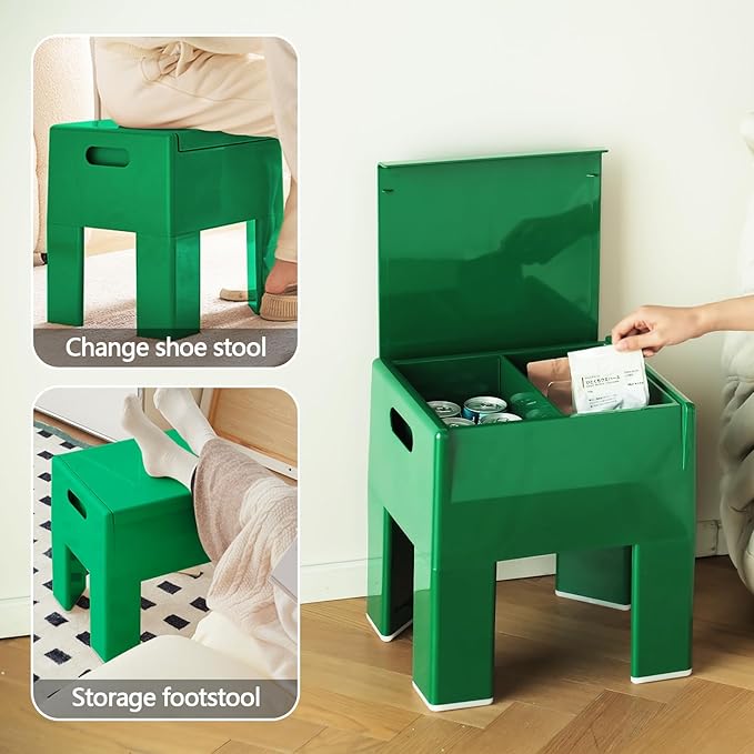 Nightstand Bedside with Storage Space, Multifunctional Colorful Plastic End Table Small Side Table for Bedroom, Dorm and Small Spaces, Easy Assembly(14.7" D x 11.8" W x 15.8" H, Green)