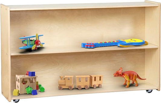 2 Shelf Montessori Horizontal Bookcase with Wheels (47" Width) |Bookshelf - Toy Storage Organizer, Arts, Crafts & Supplies Storage Unit for Home, Office, Classroom, Daycare