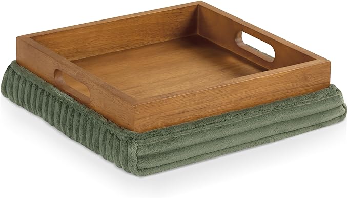 Furniture of America Lennox Modern Chenille 17-inch Square Storage Ottoman with Reversible Tray Top, Upholstered Footstool for Living Room, Bedroom, Entryway, Green
