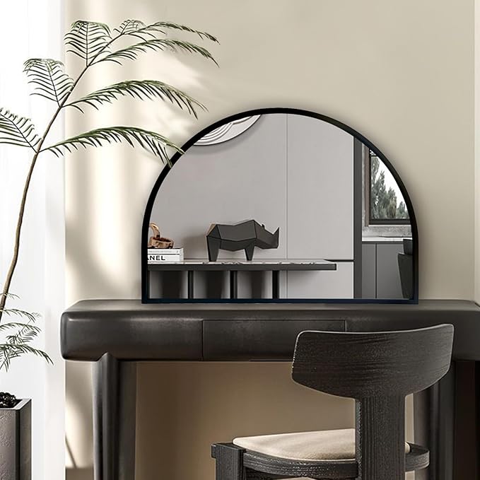 WAMIRRO Minimalist Black Arched Mirror,Window Pane Farmhouse Wall Mirrors Decor for Wall Mounted,28"X20"
