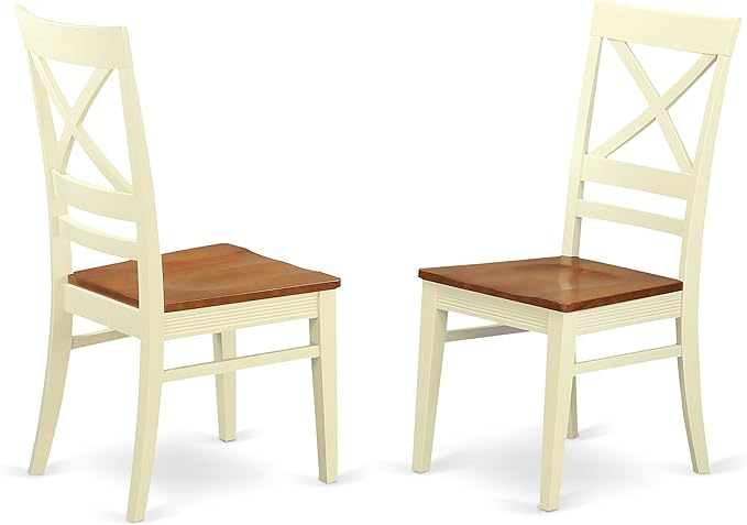 East West Furniture NIQU5-WHI-W 5 Piece Dining Set Includes a Rectangle Dining Table with Butterfly Leaf and 4 Kitchen Chairs, 36x66 Inch, Buttermilk & Cherry