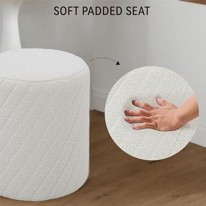 Get Set Style Modern Round Ottoman with Soft Padded Seat, Multifunctional Vanity Chairs for Makeup, Upholstered Footrest Stool Ottoman Foot Stool for Living Room, Bedroom