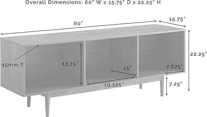 Crosley Furniture Liam Large Vinyl Record Storage TV Stand and Entertainment Center, Media Console, Walnut