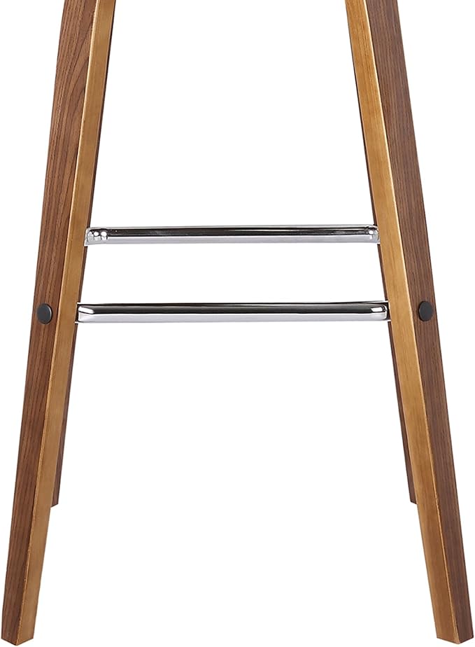 Vienna 30" Swivel Bar Stool in Walnut Wood Finish with Brown Faux Leather - Set of 2